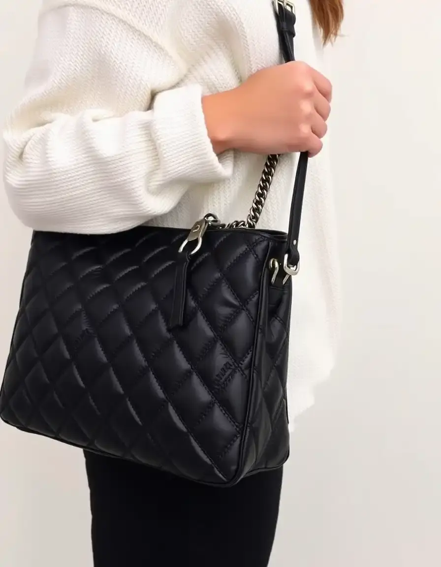 Black quilted leather shoulder bag