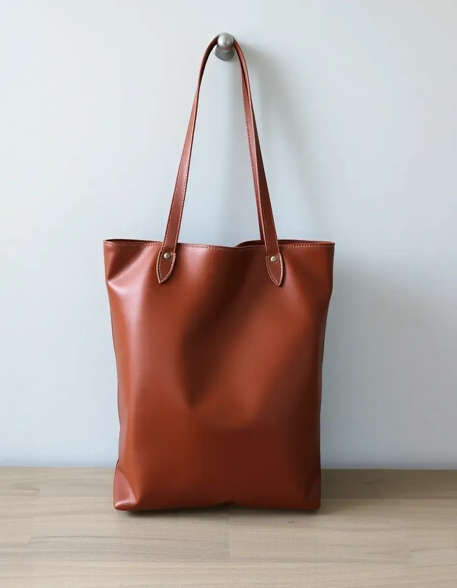 Large brown leather tote bag with sturdy handles