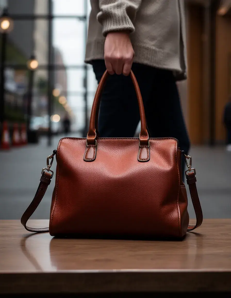 Sophisticated brown designer-style leather bag
