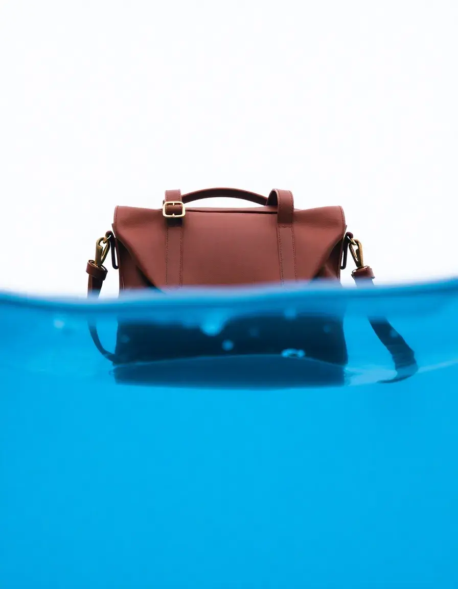 Treated brown waterproof leather bag