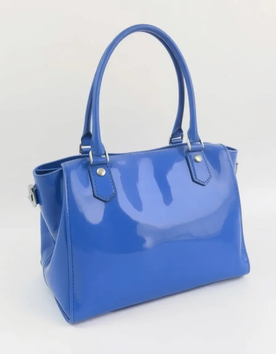 Glossy patent leather handbag in deep black