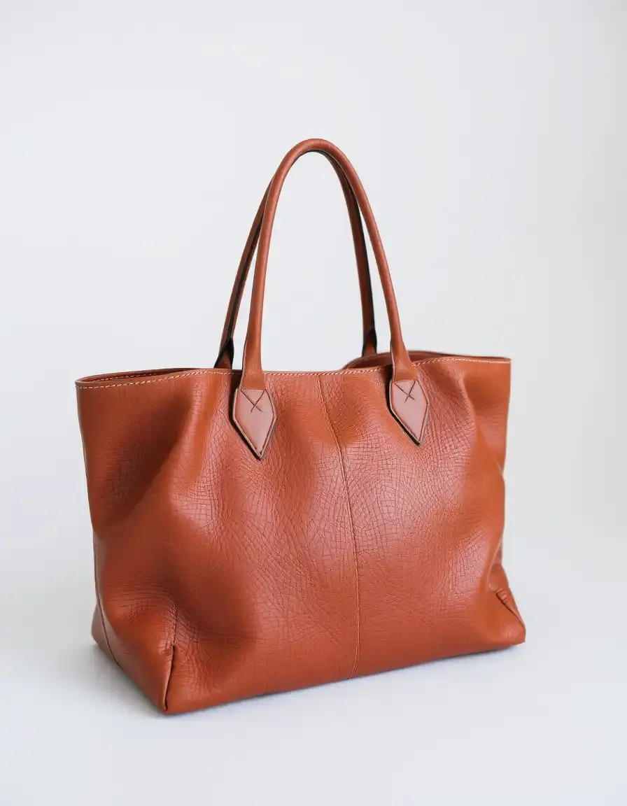 Classic brown leather tote purse with sturdy handles