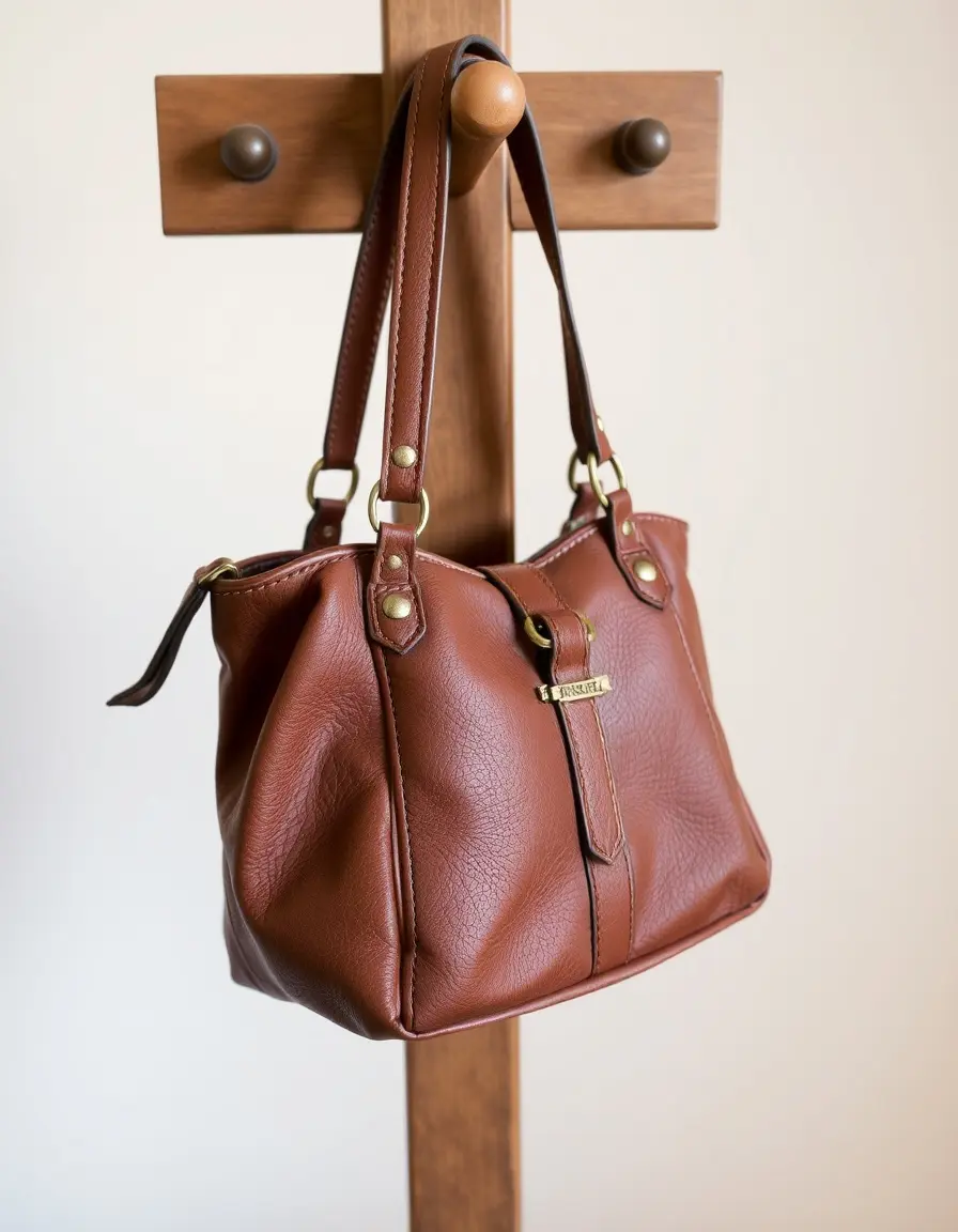 Vintage style brown leather purse with weathered finish