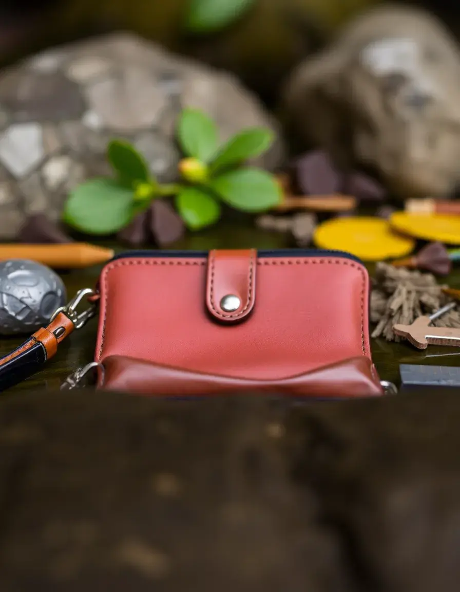 Water-resistant brown leather purse for rainy days