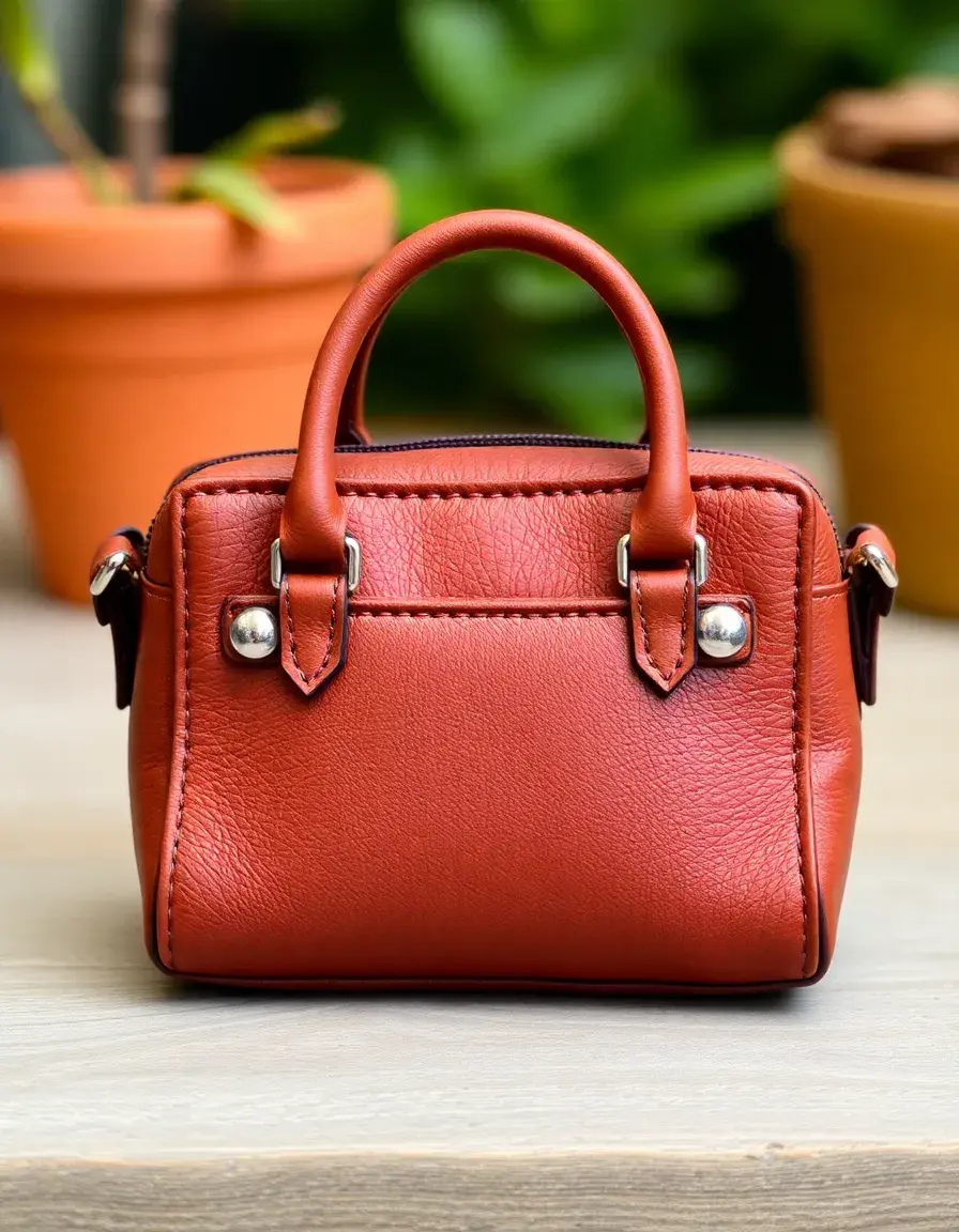 Small brown mini leather purse for minimal essentials