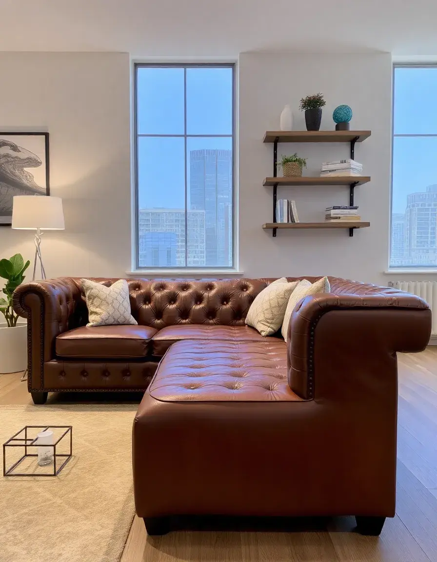 Brown Tufted Sectional