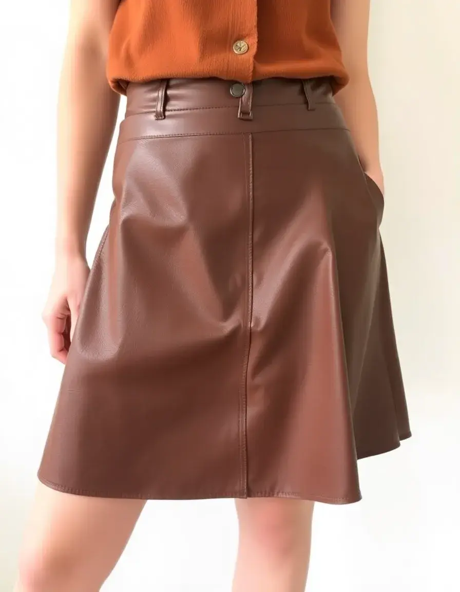 Vintage style brown leather skirt