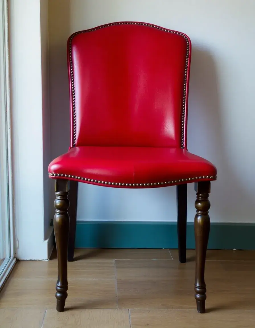 Vintage red leather dining chair