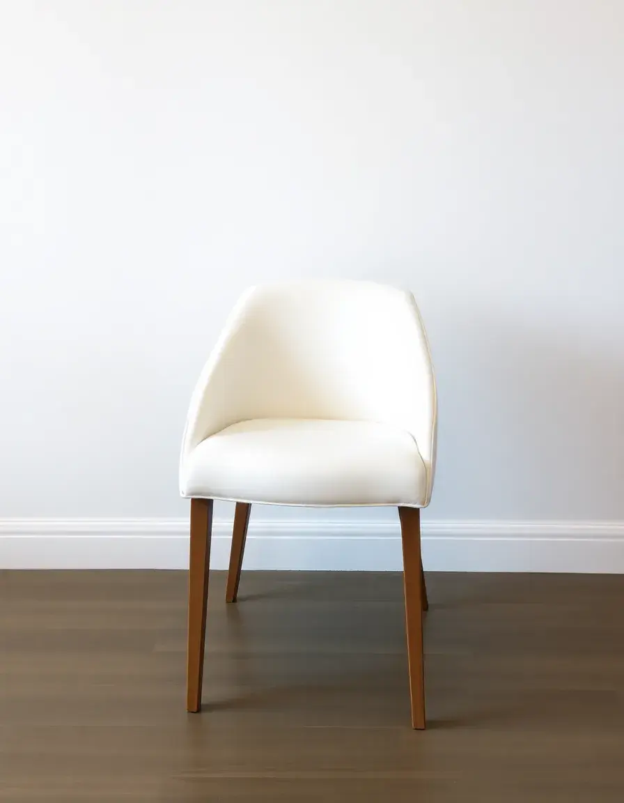 Bright white leather dining chair