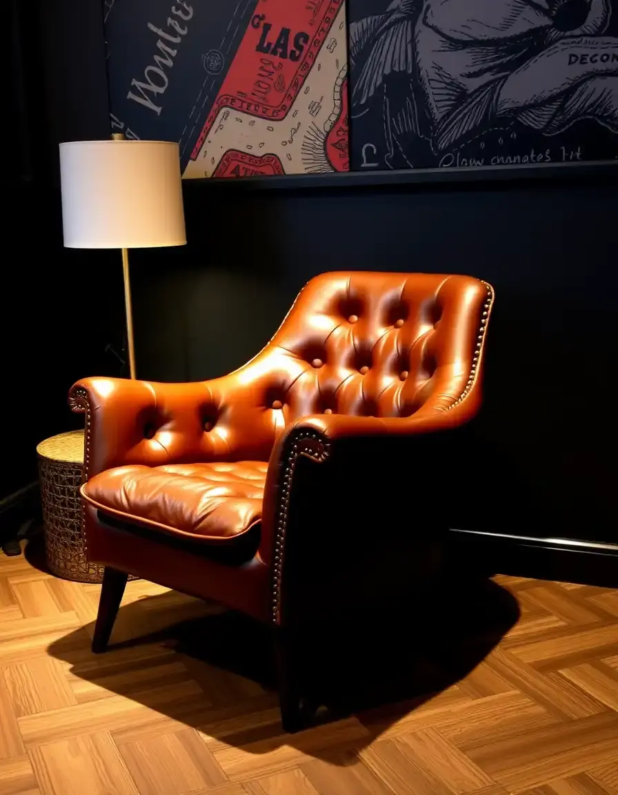Elegant high-back designer leather chair