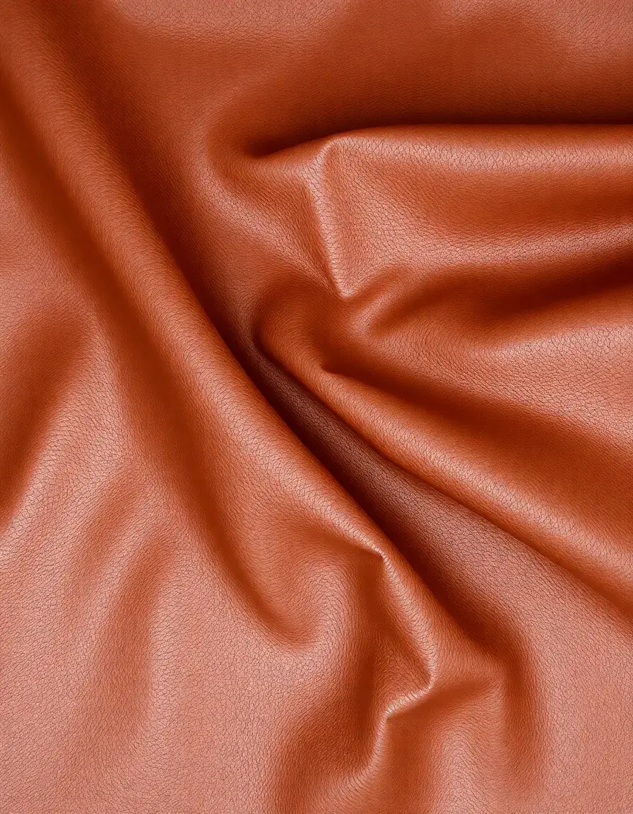 Yard of brown faux leather fabric with realistic texture
