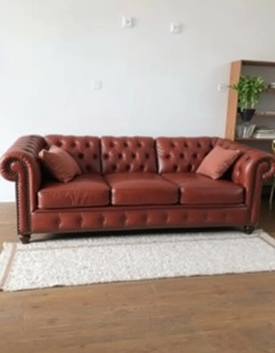 Vintage faux leather sectional