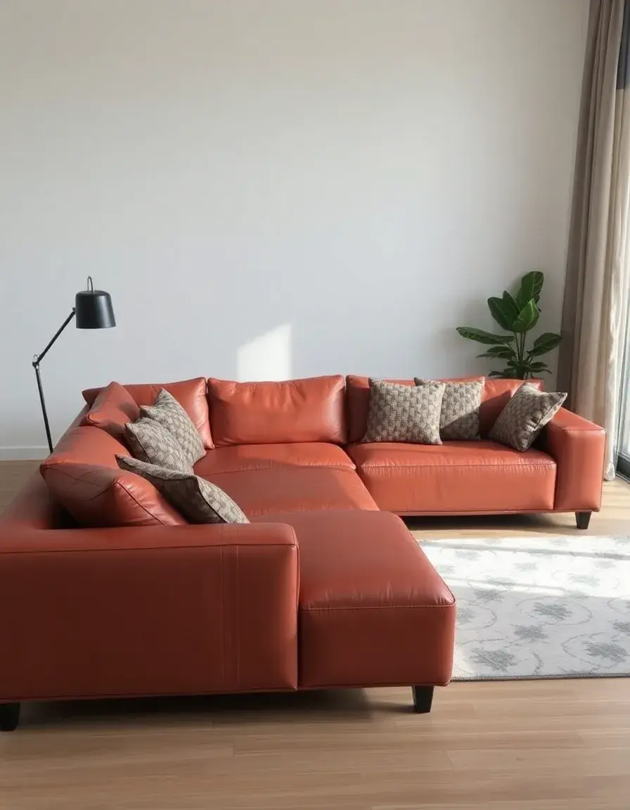 Modern faux leather sectional