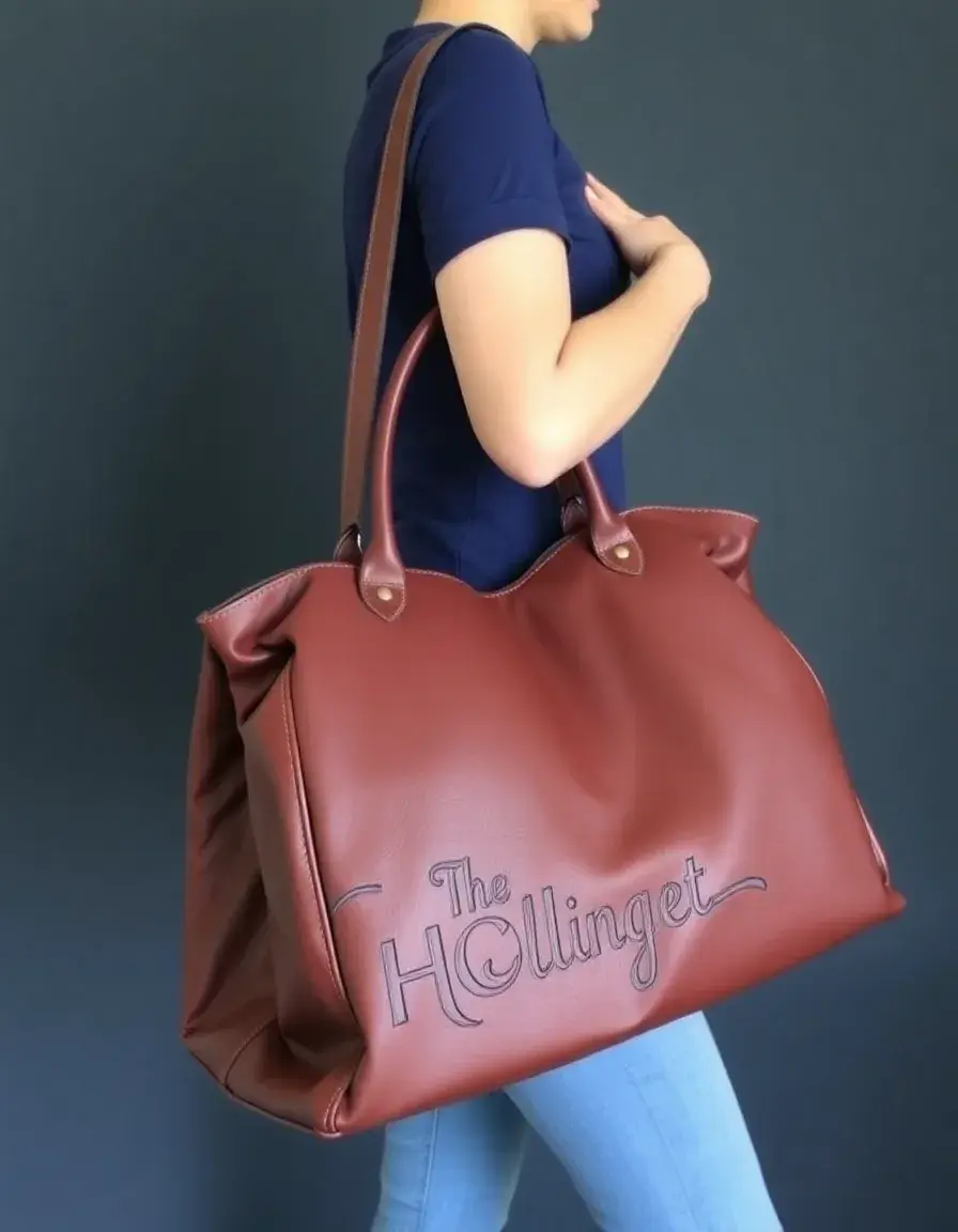 Large capacity leather handbag