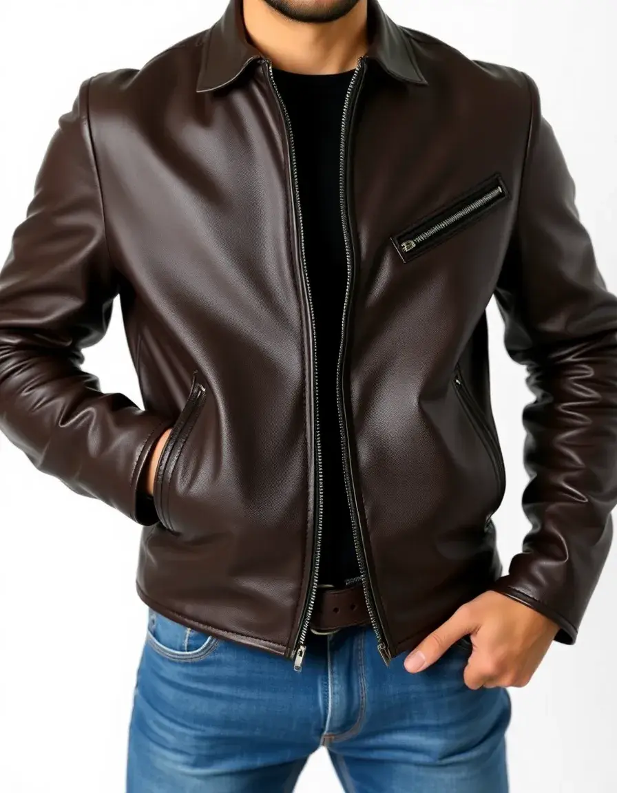 PU leather jacket mimicking real leather texture