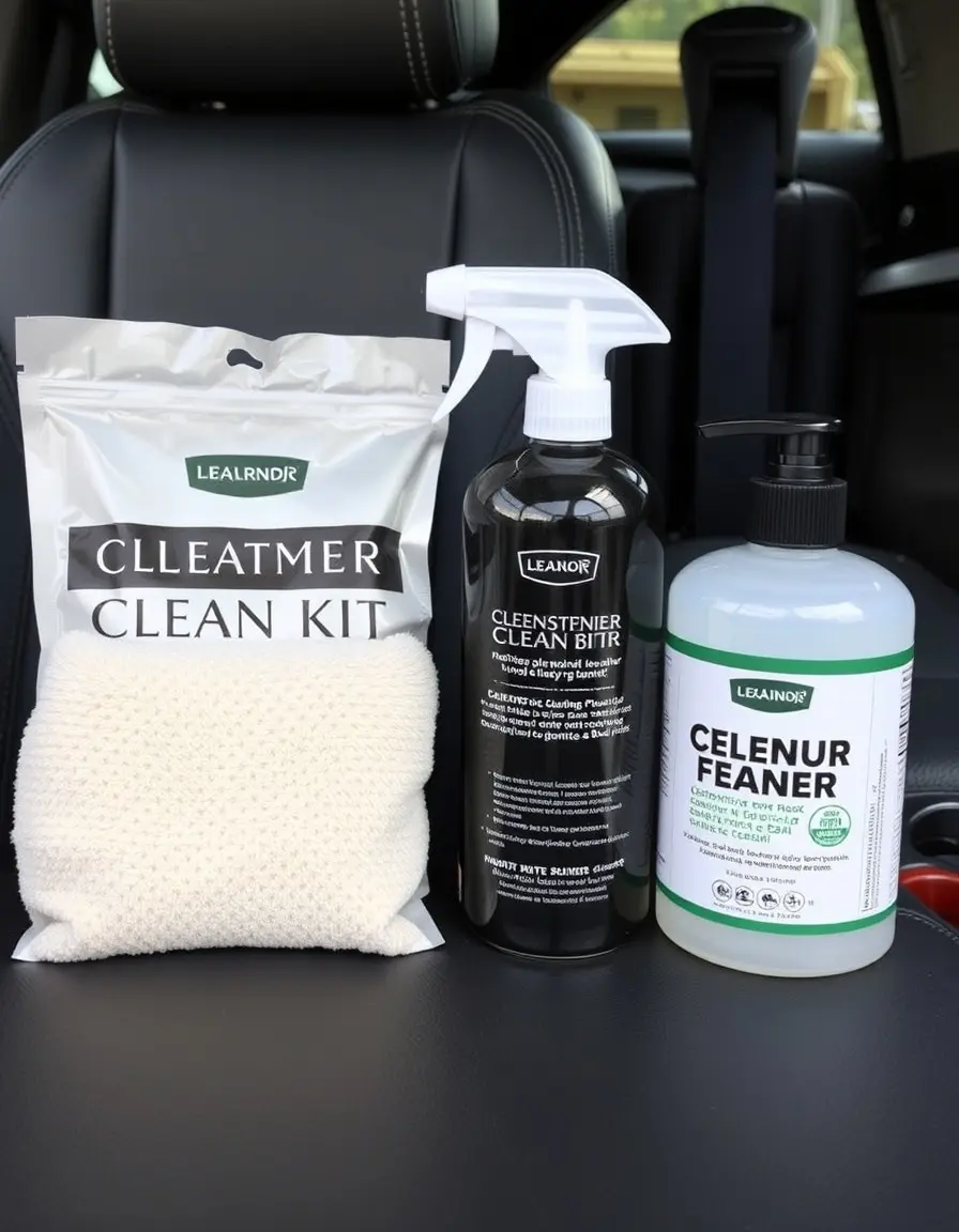 Complete car leather cleaning kit with brushes and microfiber