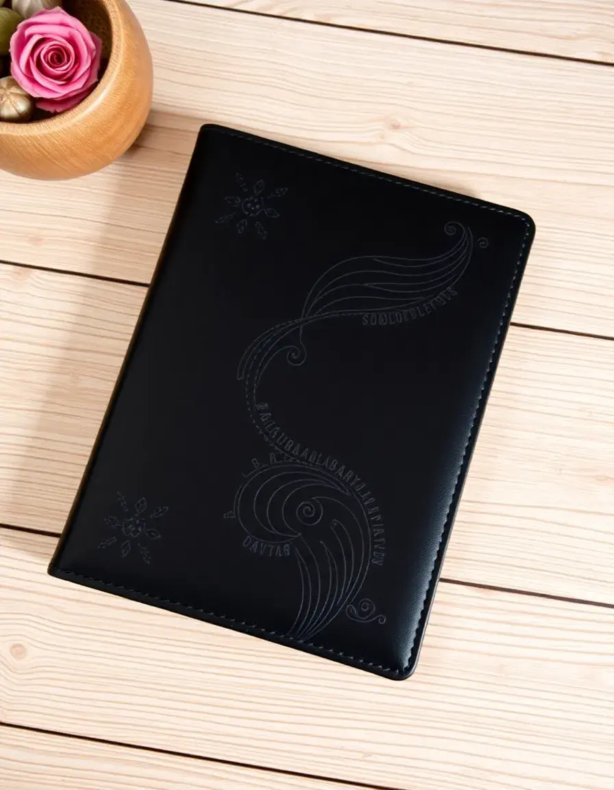 Black leather bible cover