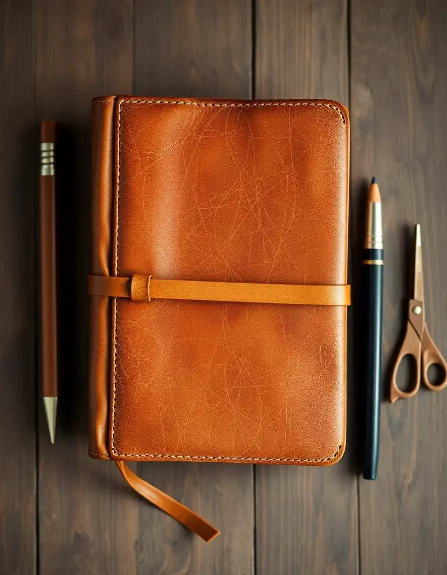 Vintage distressed leather bible wrap in cognac color
