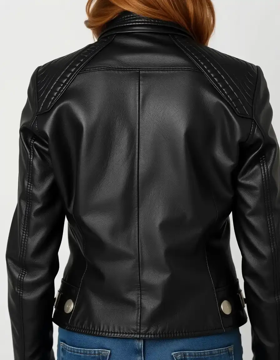 Black vegan leather biker jacket