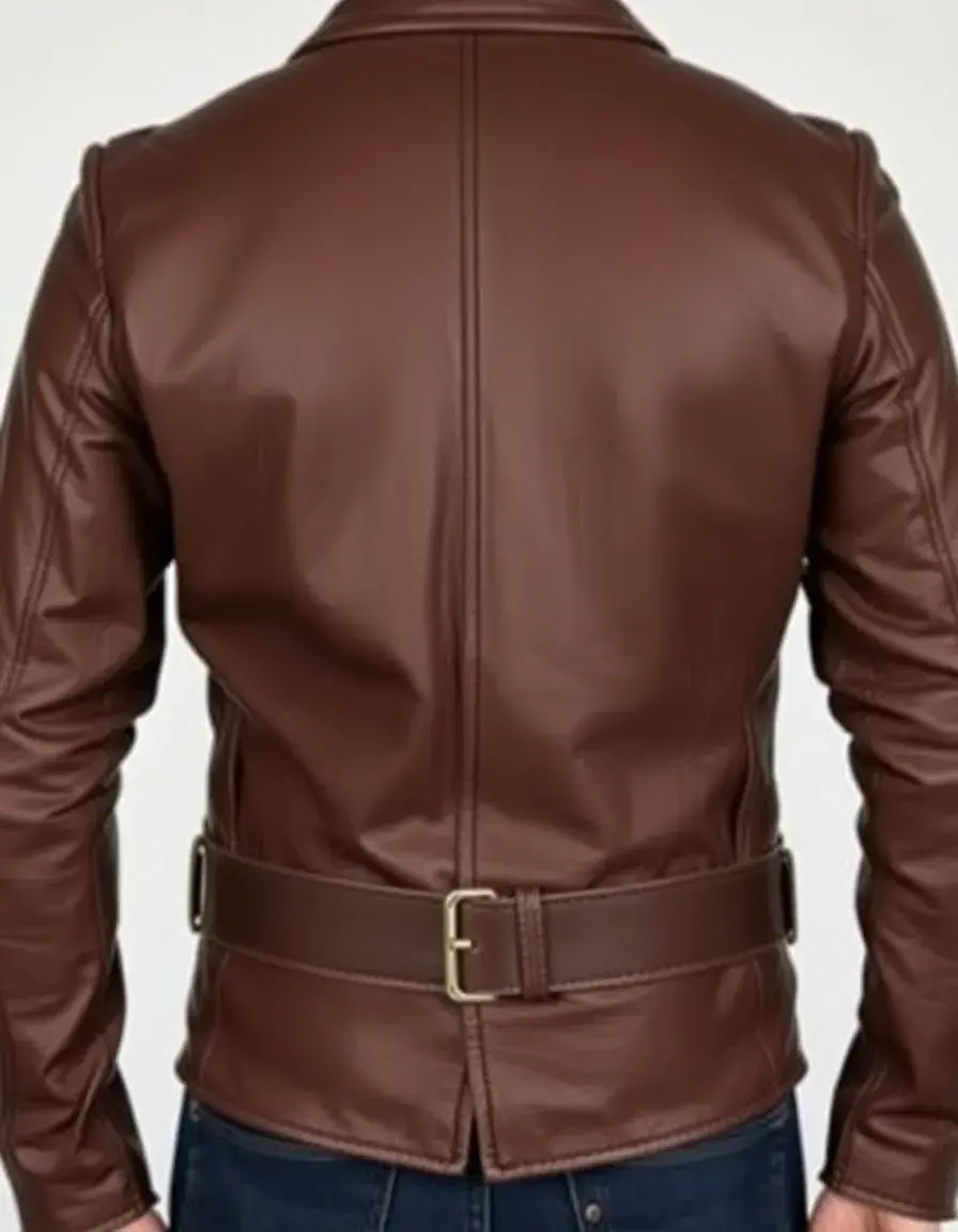 Slim fit brown leather rider jacket