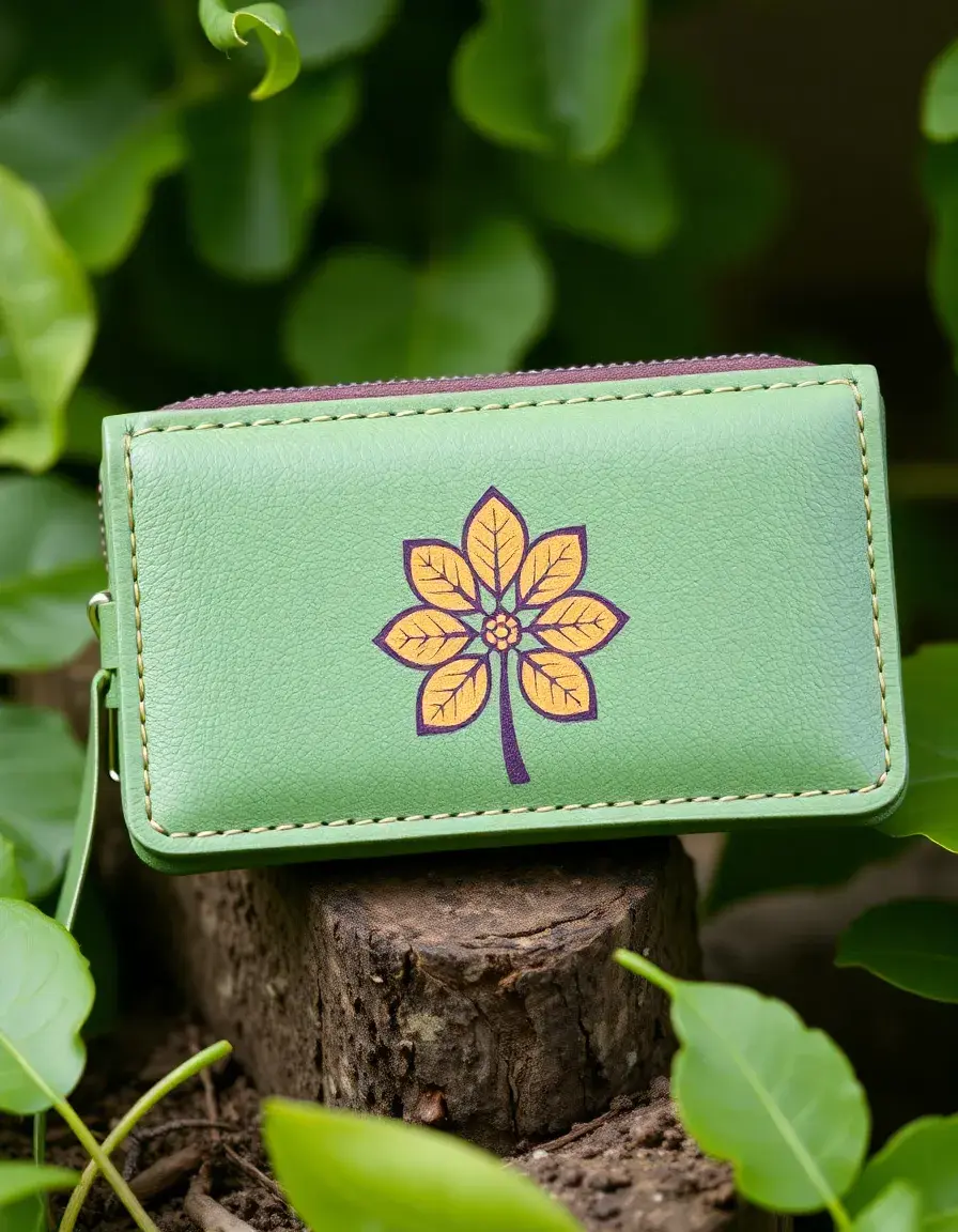 Sustainable vegan leather wallet and belt set