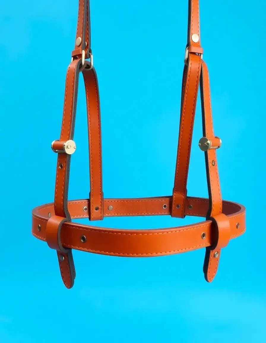 Cognac style leather harness, detailed buckles