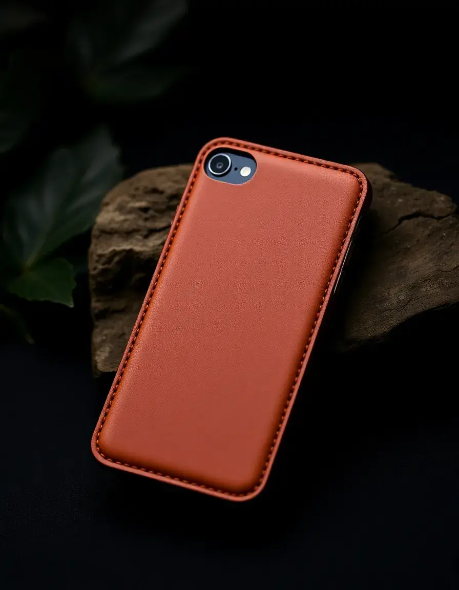 Brown minimalist slim leather iPhone cover