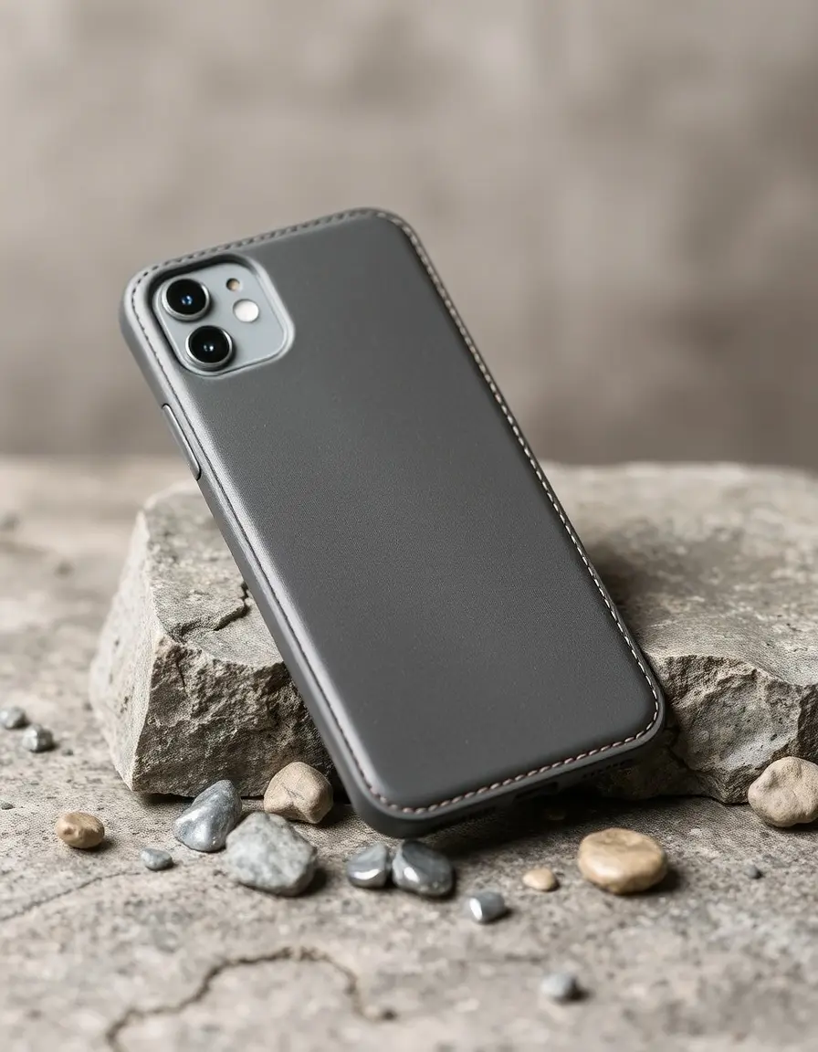 Gray shockproof leather iPhone case