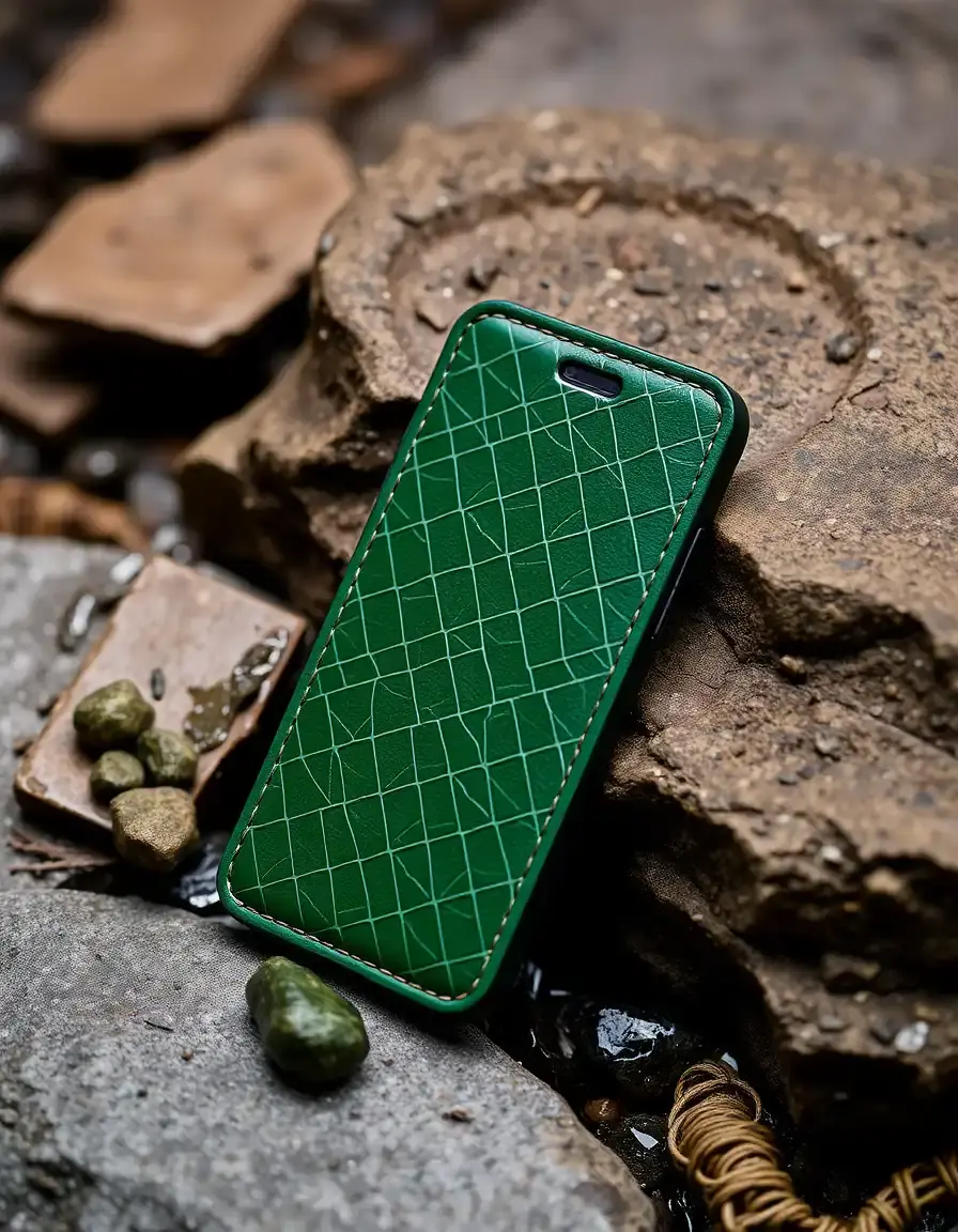 Green waterproof leather iPhone case