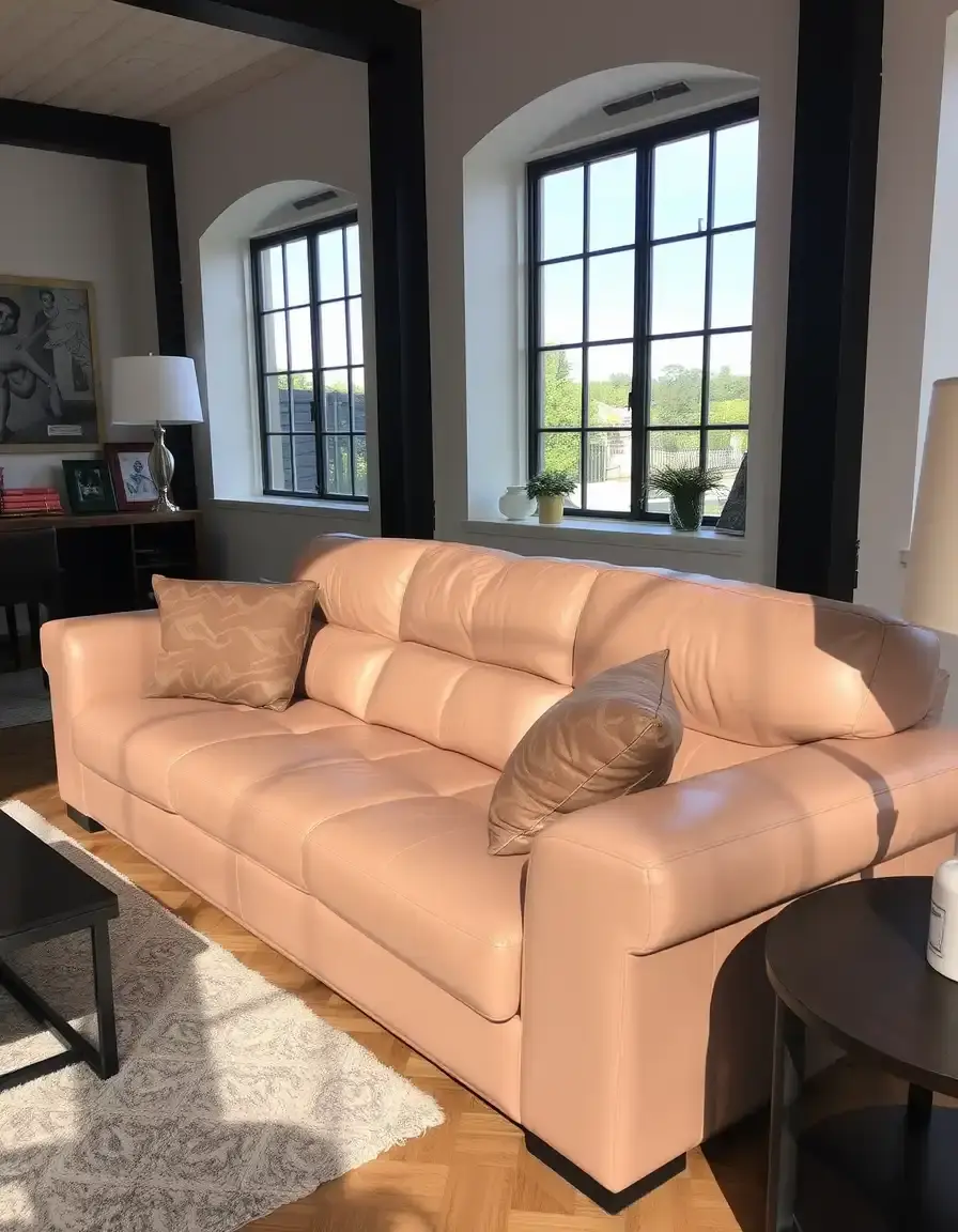 Bonded leather sofa showing mixed material texture