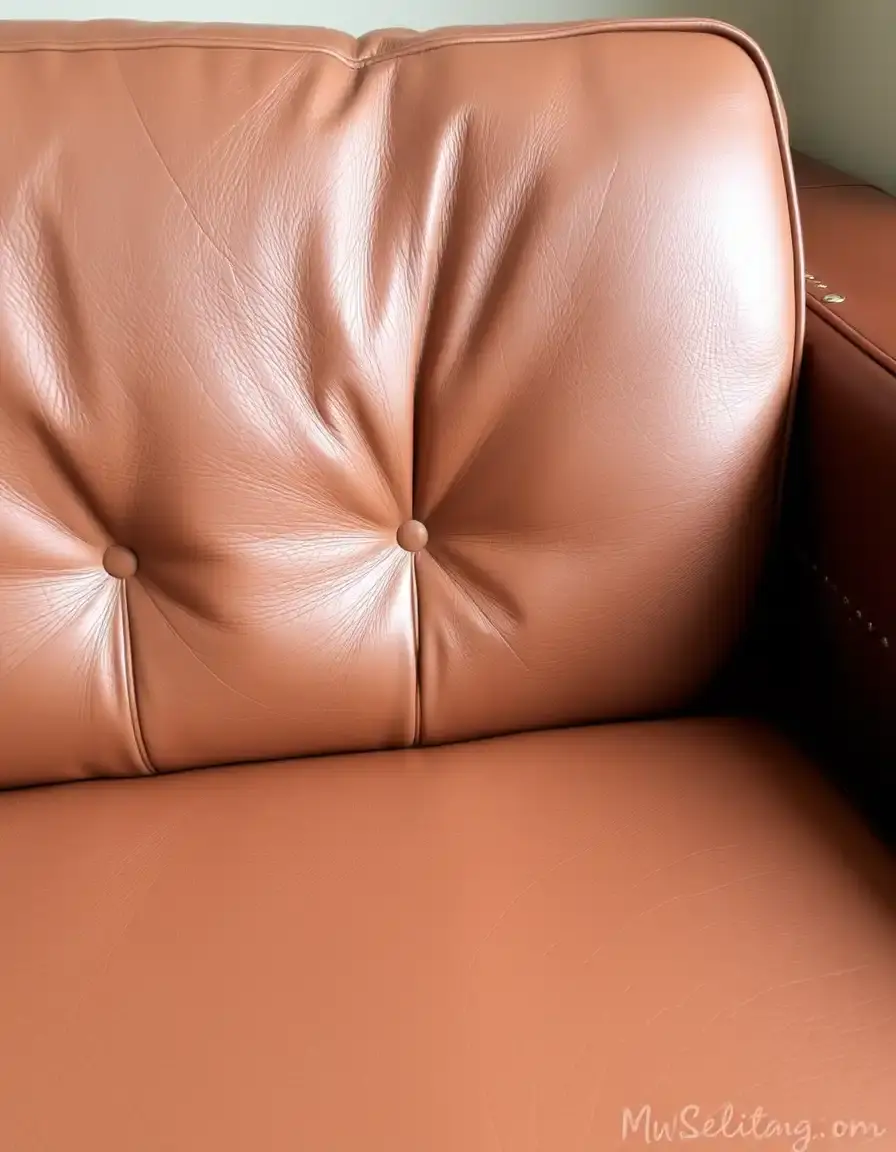 Top-grain leather sofa with smooth finish