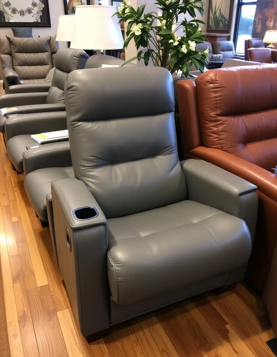 Gray leather recliner sofa and chairs