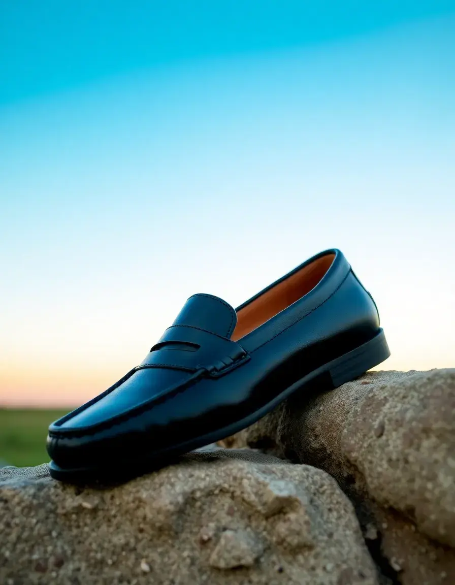 Black penny leather loafers for women, classic