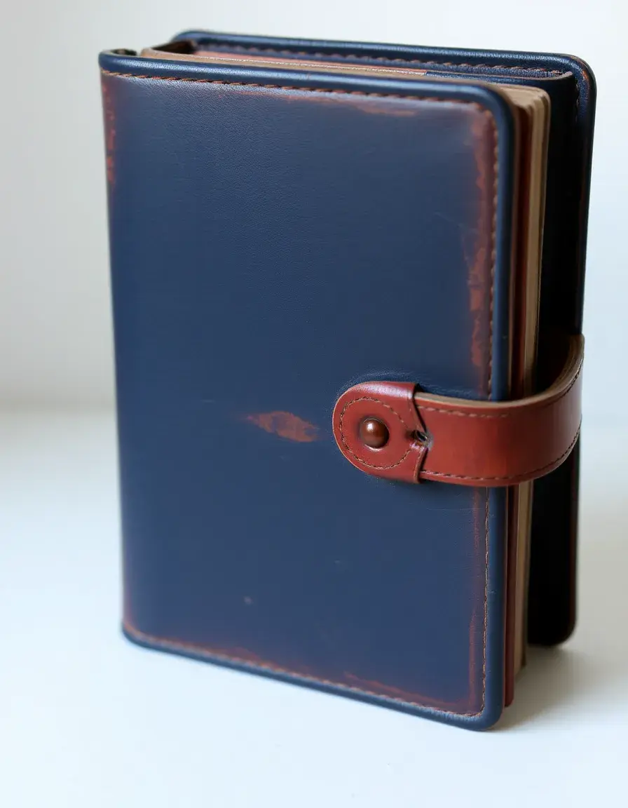 Navy vintage leather diary