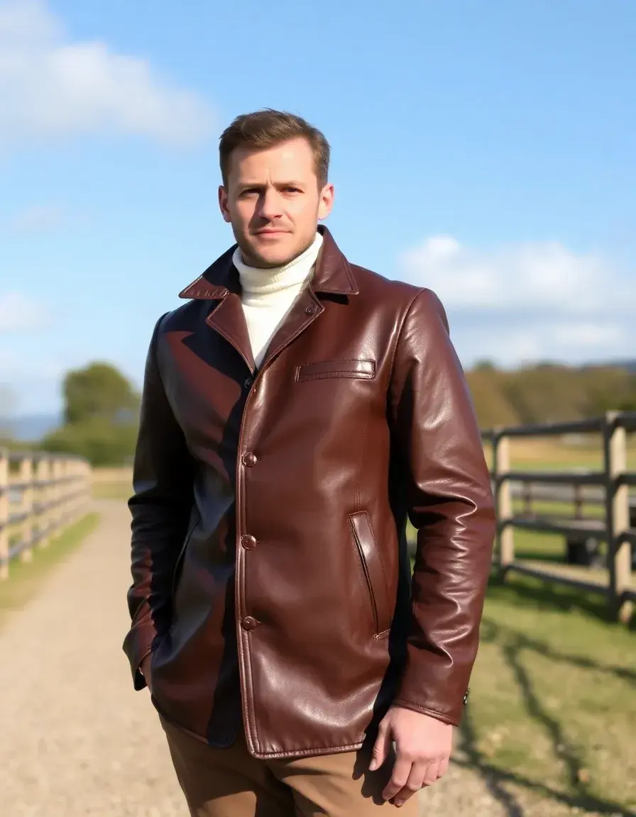 Brown equestrian leather jacket