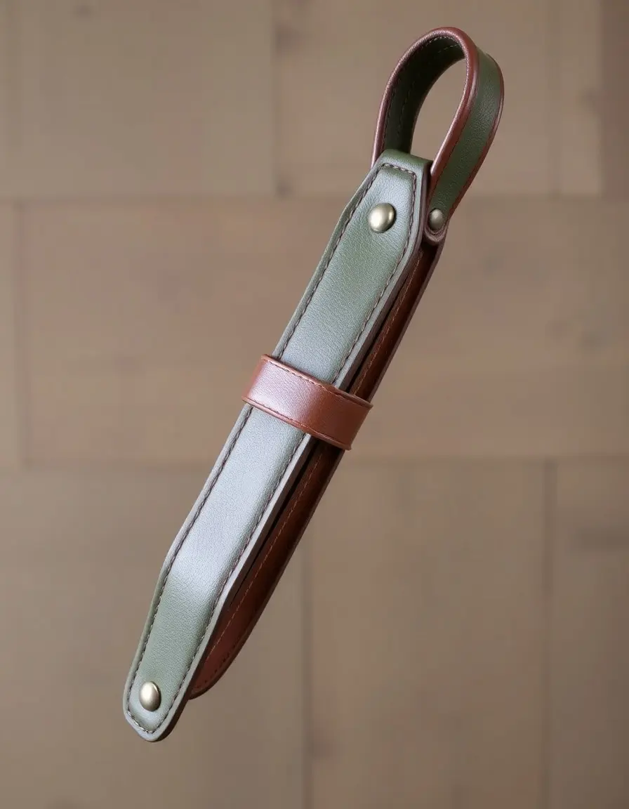 Green waterproof treated leather rifle sling