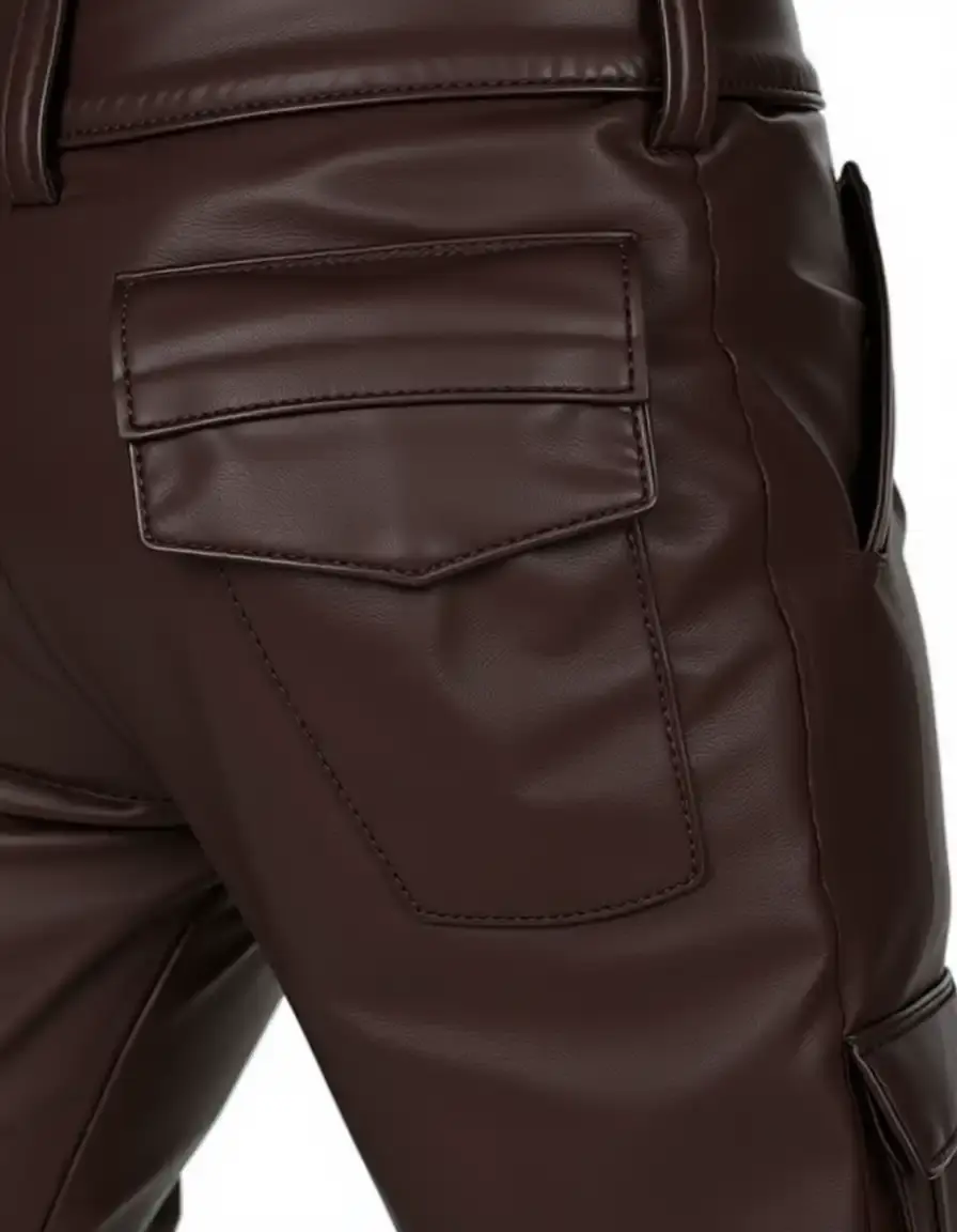 Leather cargo trousers with pockets