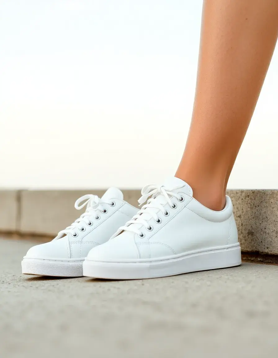 White clean leather sneakers for women