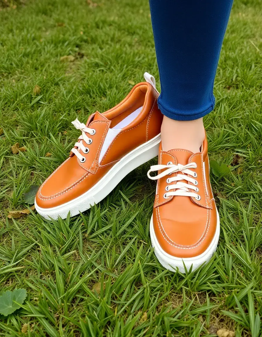 Cognac slip-on leather sneakers women