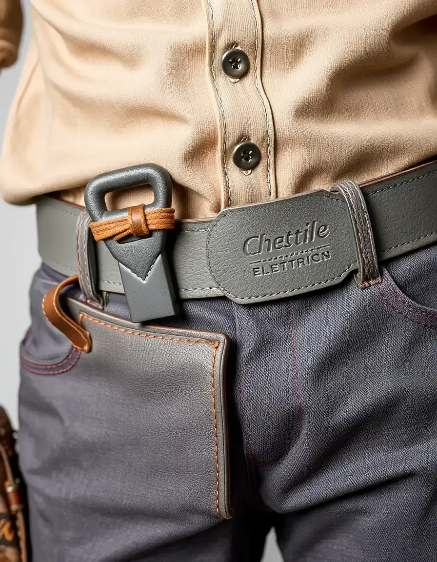 Gray electrician specific leather tool belt
