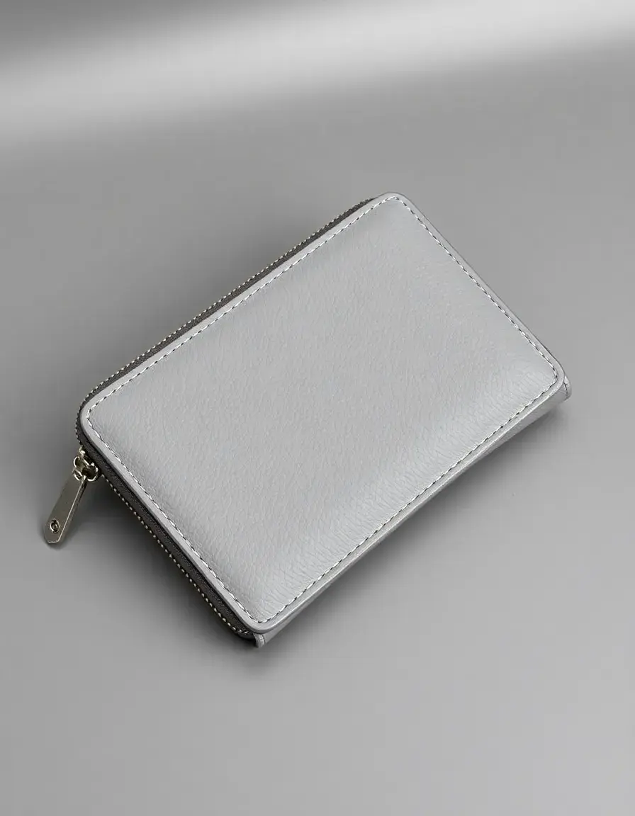 Gray zip around leather wallet women