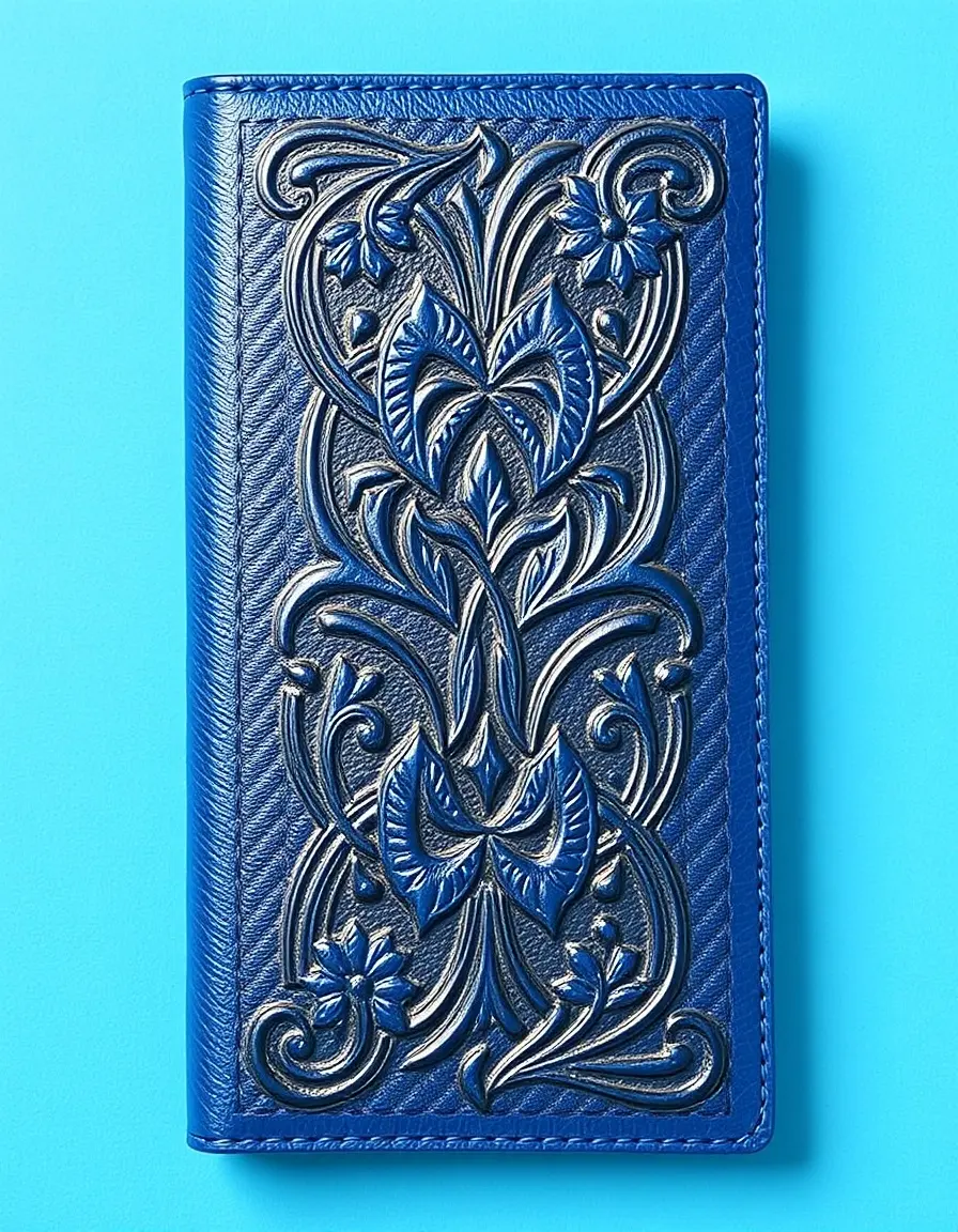 Blue designer pattern leather wallet women