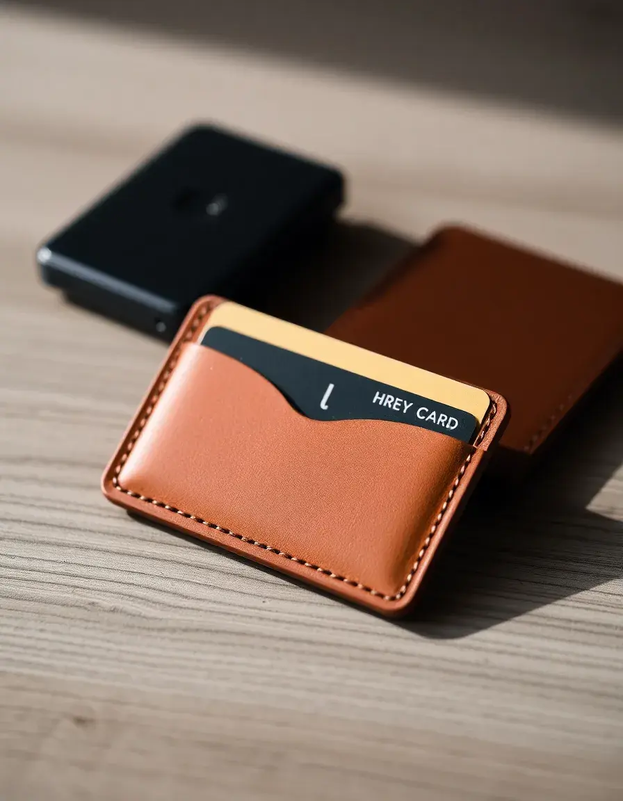 Brown card only minimalist leather holder