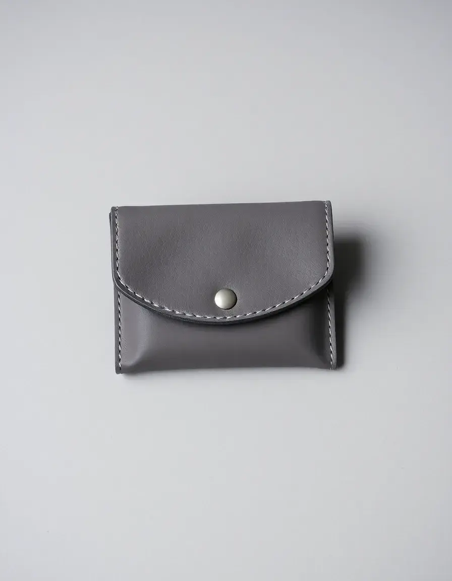 Gray foldable minimalist leather purse