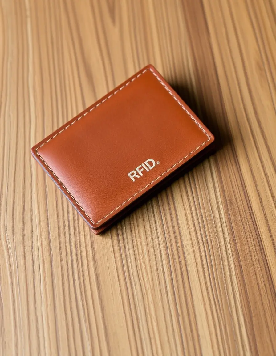 Cognac RFID minimalist leather wallet