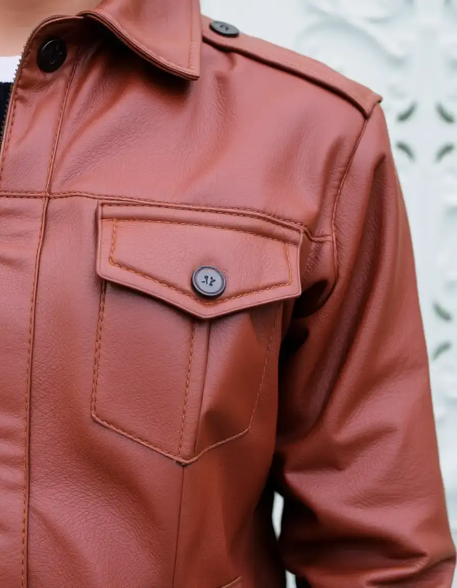 Distressed brown leather jacket