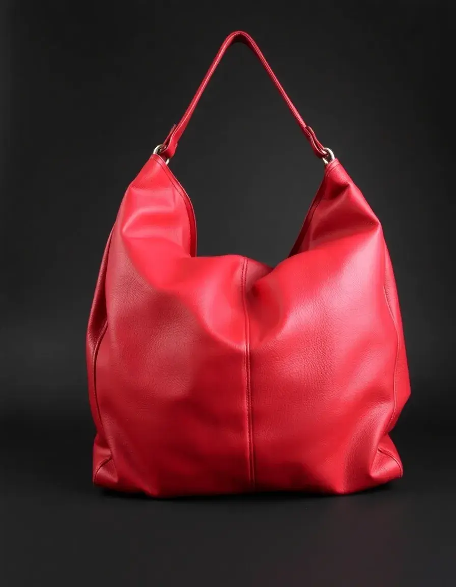 Slouchy red leather hobo bag