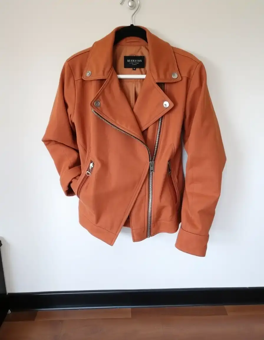 Brown suede leather jacket, soft texture