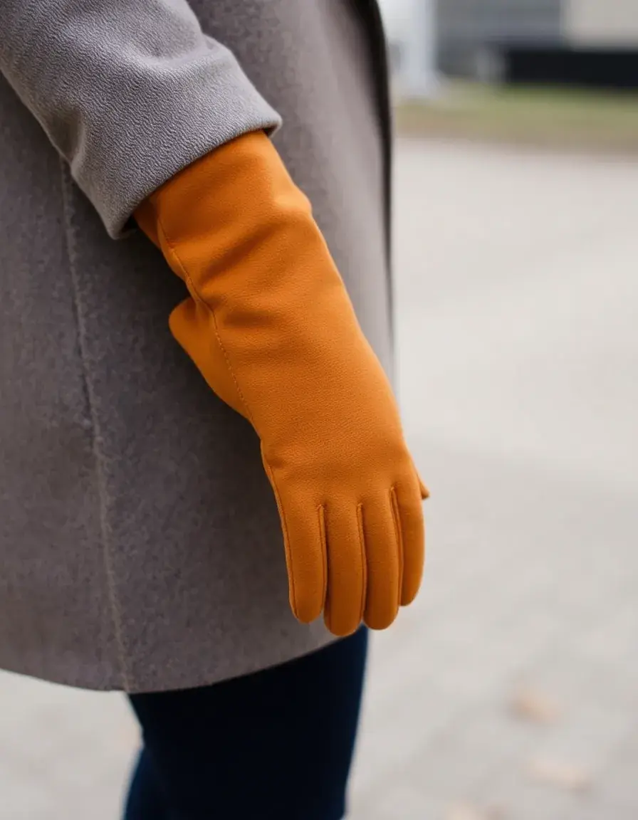 Cognac suede leather gloves