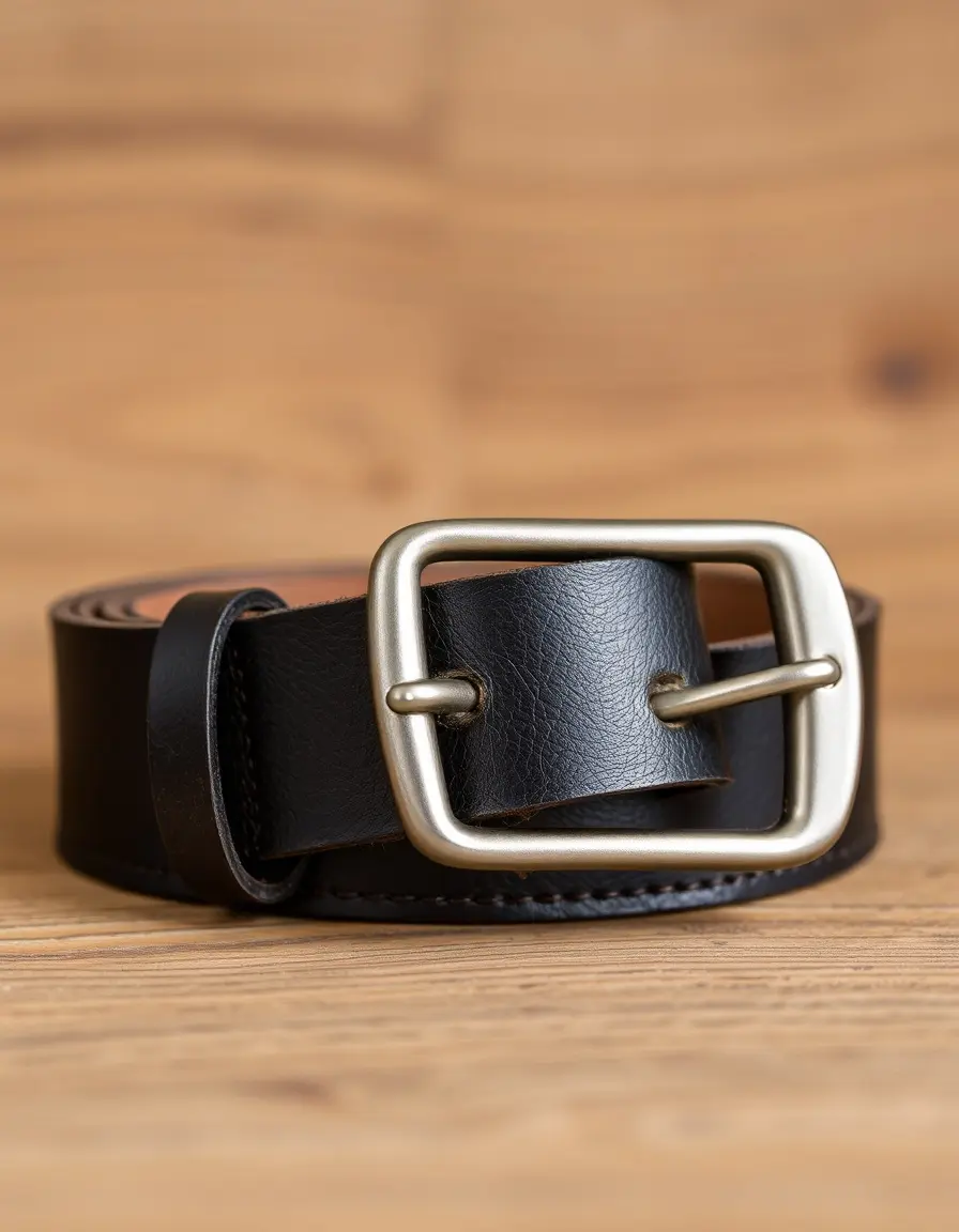 Black veg tan leather belt, sturdy construction